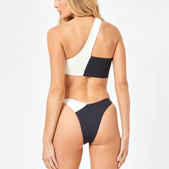 L*Space Low Tide Bikini Bottom Black-Cream - Picture 5 of 8